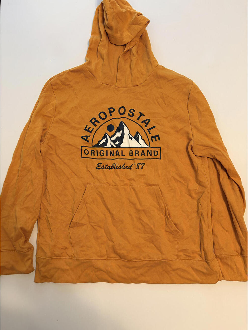Aeropostale Men's Mustard Mountain Graphic Hoodie (Size XL)